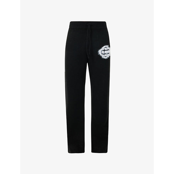 The Couture Club Fluffy-emblem straight-leg knitted jogging bottoms