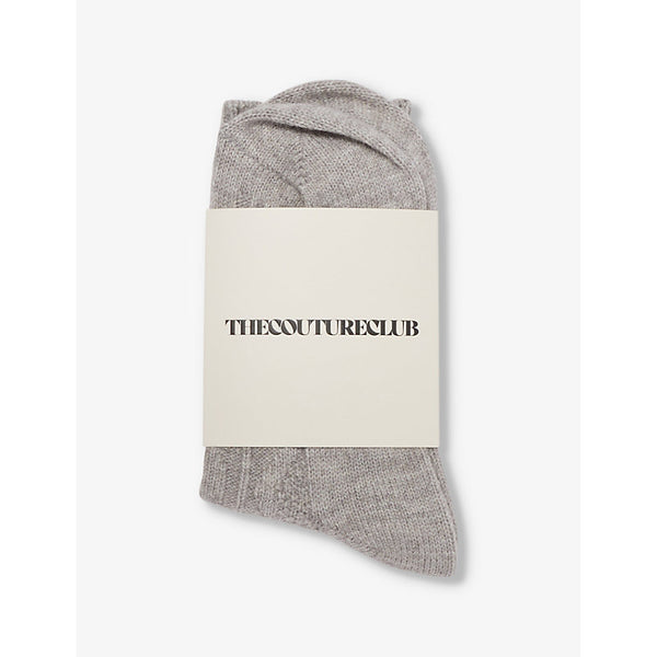 The Couture Club Emblem Cable-Knit Socks