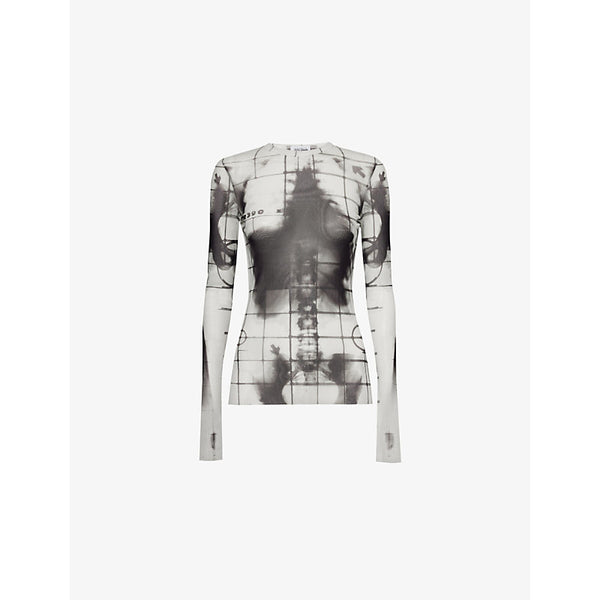 Jean Paul Gaultier Skeleton-Print Long-Sleeves Woven Top