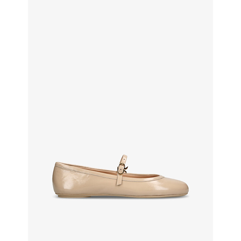 Gianvito Rossi Carla ribbon-buckle patent-leather flats