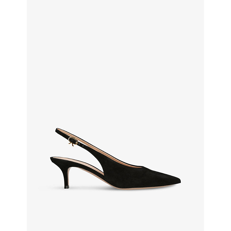 Gianvito Rossi Robbie suede slingback courts