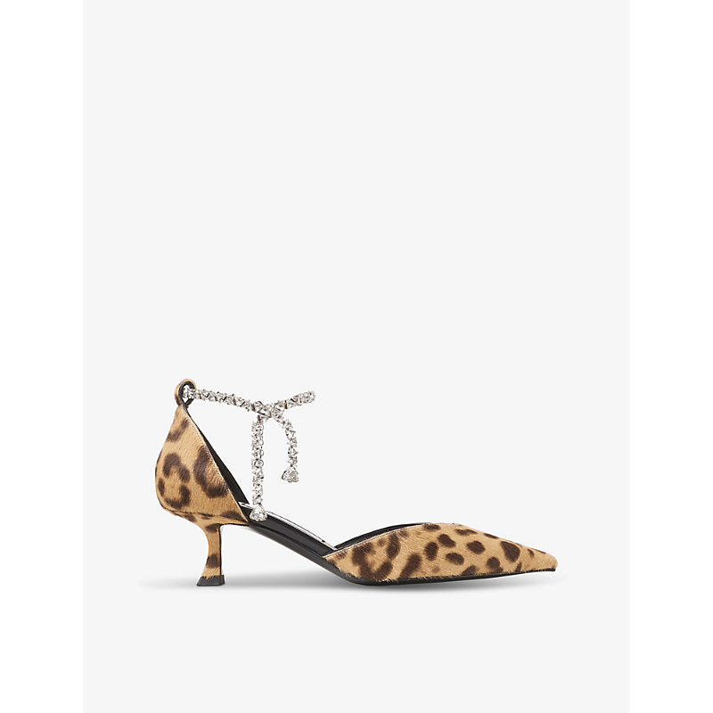 Jimmy Choo Stevie 50 leopard-pattern leather heeled courts