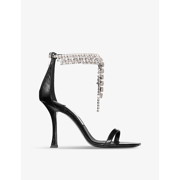 Jimmy Choo Verity 100 crystal-embellished metallic-leather heeled sandals