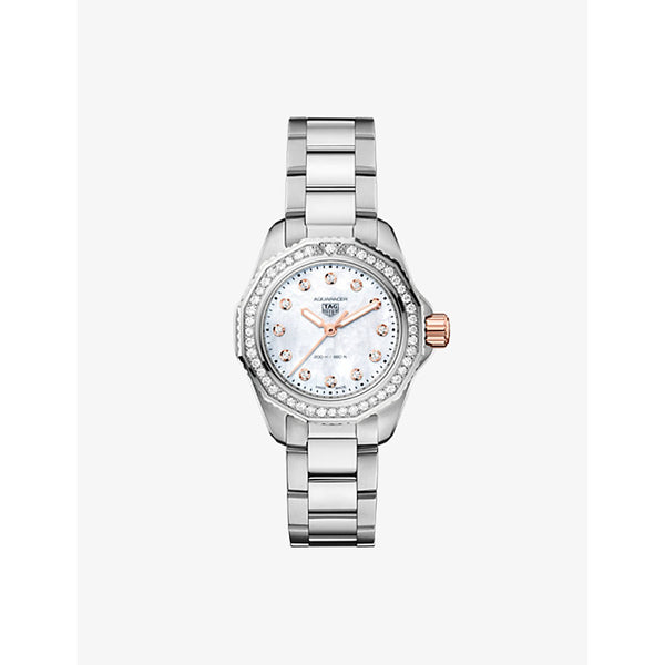 Tag Heuer WBP1451.BA0622 Aquaracer Ladies mother-of-pearl, 18ct rose-gold and diamond stainless-steel quartz watch&nbsp;