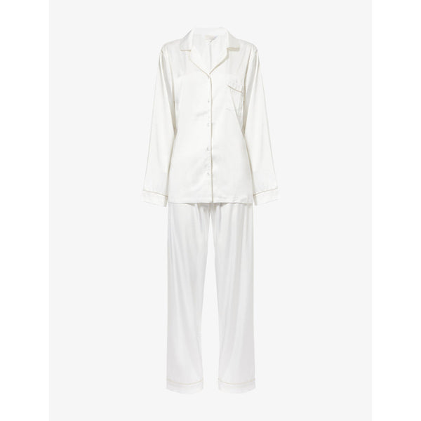 The Nap Co Contrast-piping straight-leg stretch-woven pyjama set