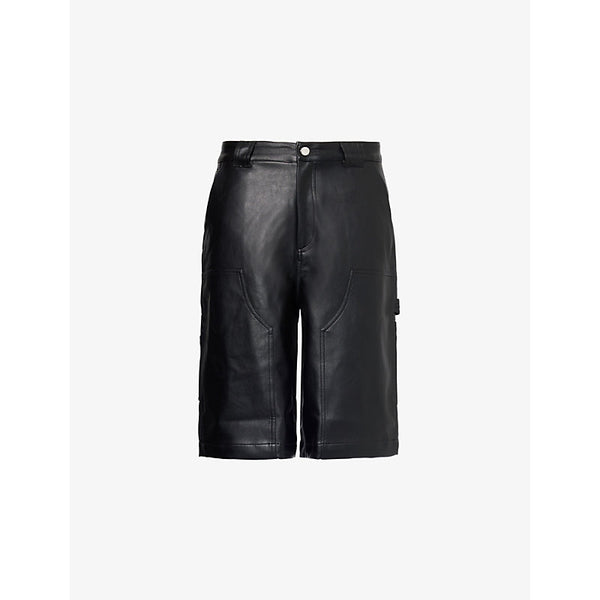 Carhartt WIP Norwich Patch-Pockets High-Rise Faux-Leather Shorts