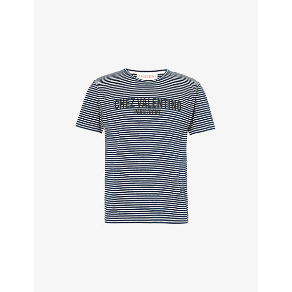 Valentino Garavani Crewneck Striped Linen-Blend T-Shirt