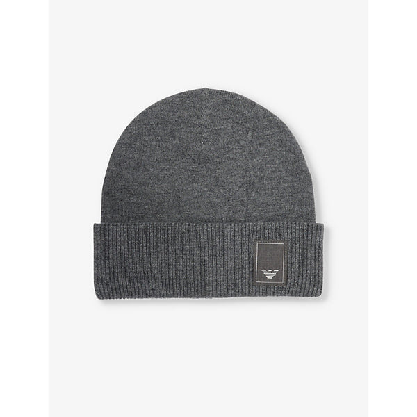 Emporio Armani Brand-patch ribbed stretch-wool blend beanie