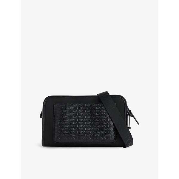 Emporio Armani Embossed-branding woven shoulder bag | Emporio Armani