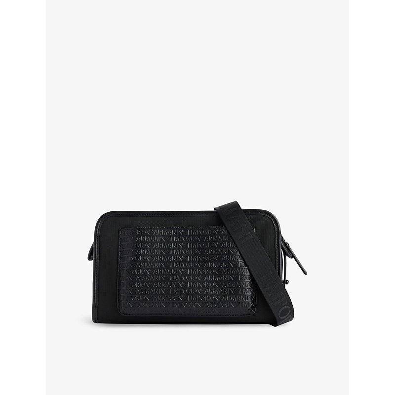 Emporio Armani Embossed-branding woven shoulder bag | Emporio Armani