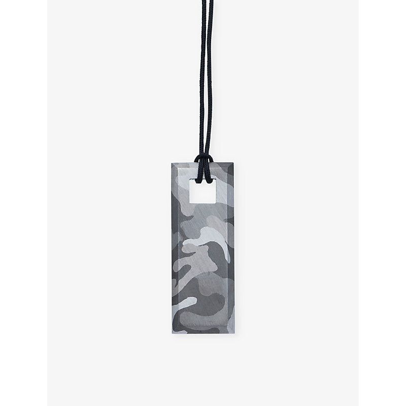 La Maison Couture Biiju By Night Camouflage Tag sterling-silver pendant necklace