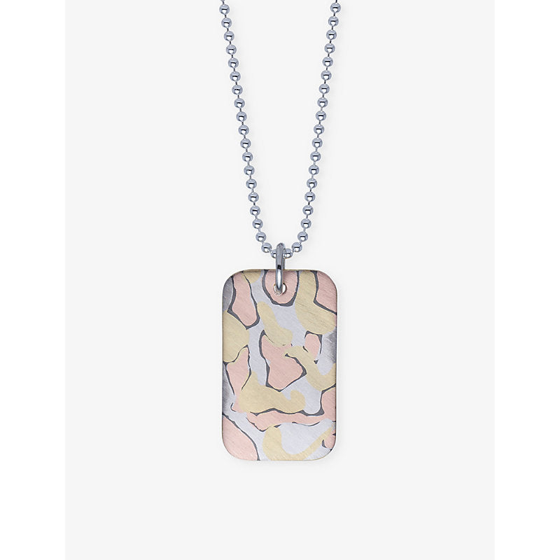 La Maison Couture Biiju Desert Camo Post Modernist Tag sterling-silver pendant necklace