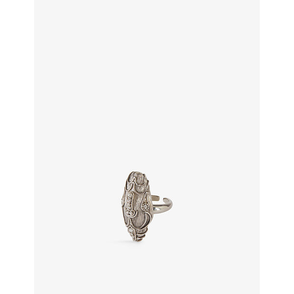 La Maison Couture Sonia Petroff Serpente silver palladium and Swarovski crystal ring