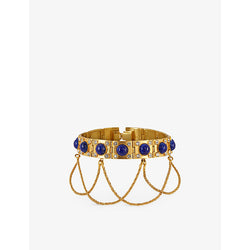 La Maison Couture Sonia Petroff Liana 24ct yellow gold-plated brass, cabochon and Swarovski crystal choker