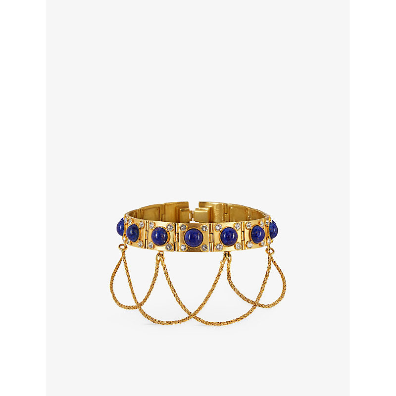 La Maison Couture Sonia Petroff Liana 24ct yellow gold-plated brass, cabochon and Swarovski crystal choker