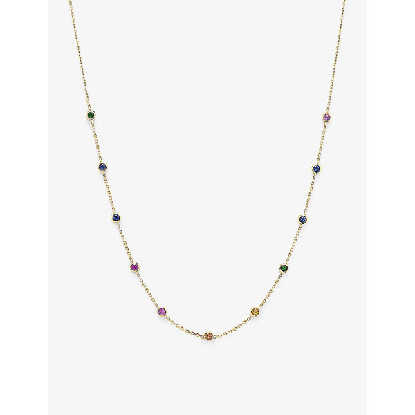 Roxanne First Rainbow Super Skittle 14ct yellow-gold and 0.56ct sapphire necklace