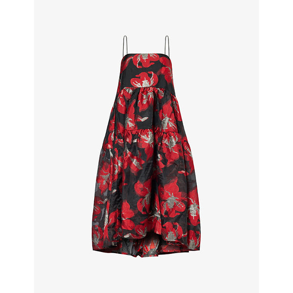 Sister Jane Budapest floral-jacquard camisole tulle midi dress