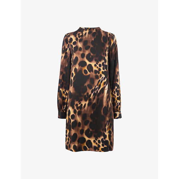 Whistles Cleo leopard-print woven mini dress | WHISTLES