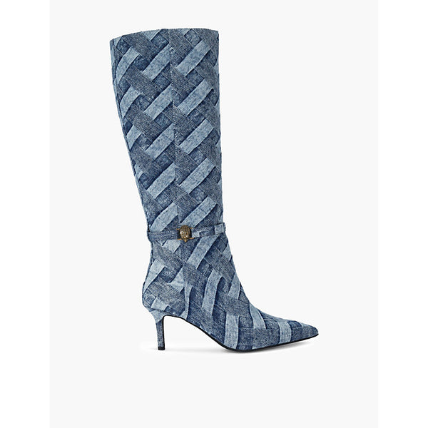 Kurt Geiger London Kensington Flexi denim heeled knee-high boots