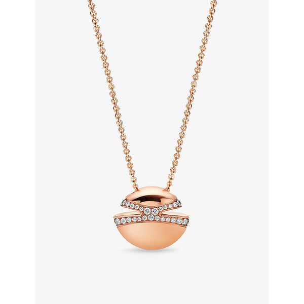 Bvlgari Cabochon 18ct rose-gold and 0.55ct pavé-diamond pendant necklace