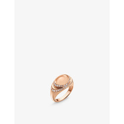 Bvlgari Cabochon 18ct rose-gold and 0.59ct demi pavé-diamond ring