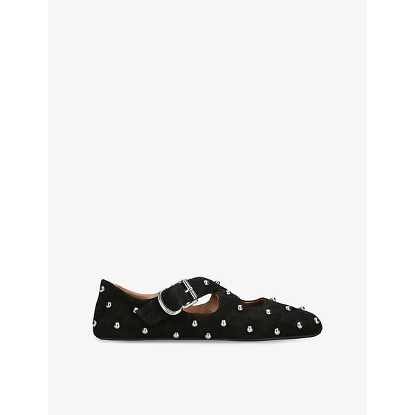 Azzedine Alaia Criss Cross Stud-Embellished Suede Ballet Flats