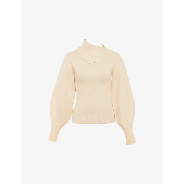 House of CB Adelita folded-neckline knitted jumper