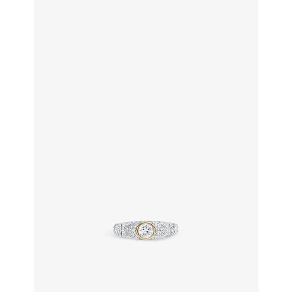 V By Laura Vann Slimline 18ct yellow gold vermeil and rhodium-plated silver and topaz ring