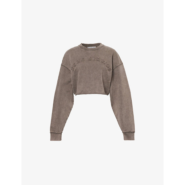 Acne Studios Logo-Embroidered Cropped Cotton Sweatshirt