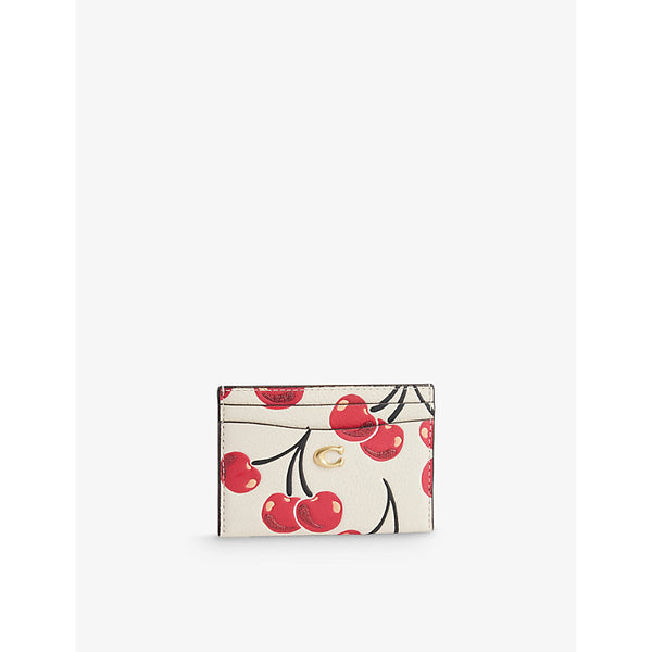 Coach Cherry-Print Leather Card Holder