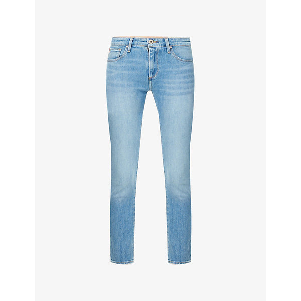 AG Prima Ankle Brand-Patch Tapered-Leg Low-Rise Stretch-Denim Jeans