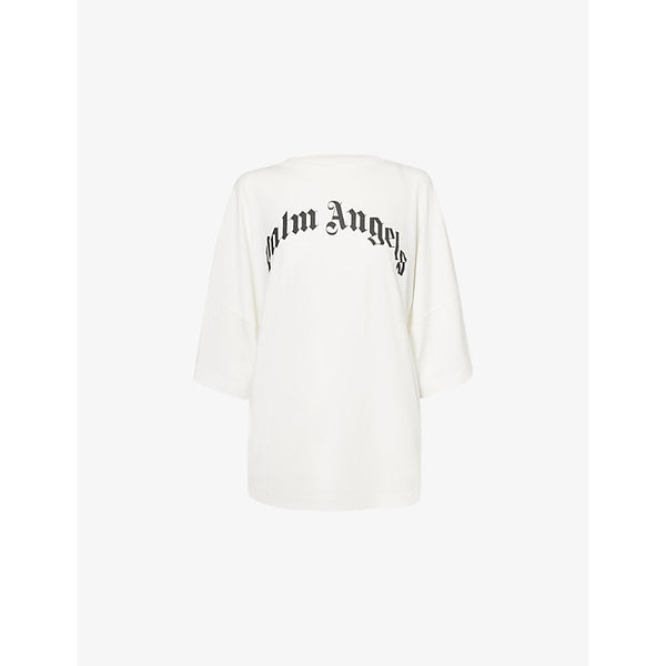 Palm Angels Curved-logo short-sleeve cotton-jersey T-shirt