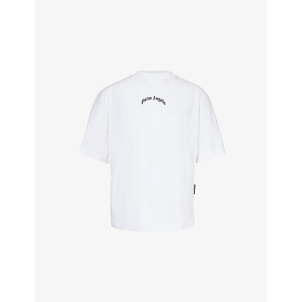 Palm Angels Logo-print curved-hem cotton T-shirt