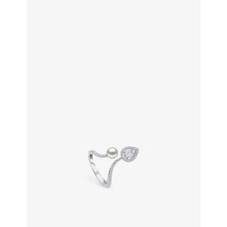 Yoko London Baby Glitz 18ct white-gold, Akoya-pearl and marquise-cut 0.47ct diamond ring