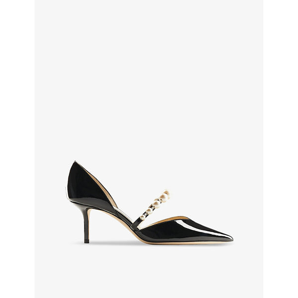 Jimmy Choo Aurelie 65 pearl-embellished patent-leather courts