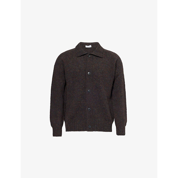 Sunspel Long-sleeve brushed-texture knitted wool cardigan