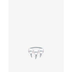 Tasaki Danger Fang 18ct white-gold, 0.01ct diamond and Akoya-pearl ring