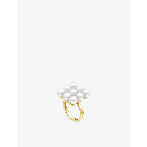 Tasaki Balance Build 18ct yellow-gold, diamond and Akoya-pearl ring