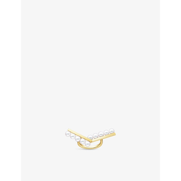 Tasaki Balance Arm 18ct yellow-gold and Akoya-pearl ring