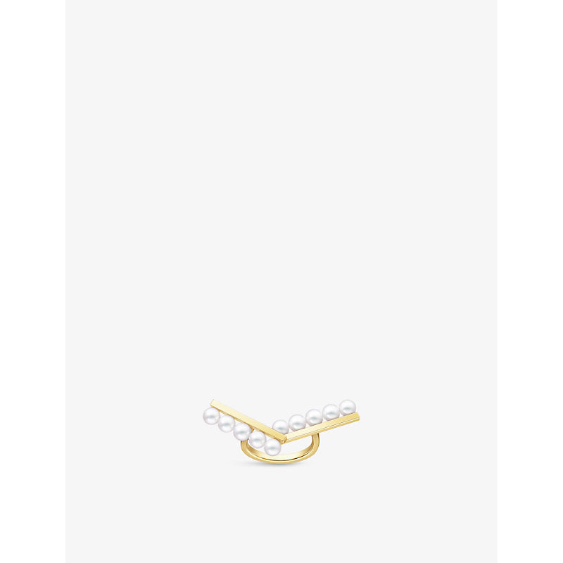 Tasaki Balance Arm 18ct yellow-gold and Akoya-pearl ring