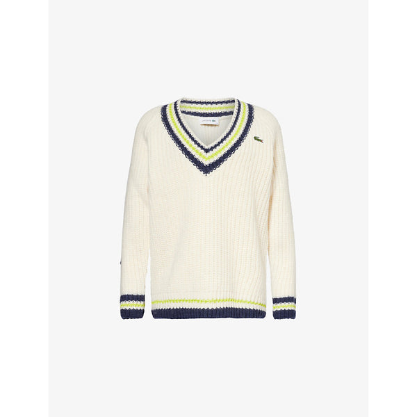 Lacoste Cricket logo-patch wool-knit jumper