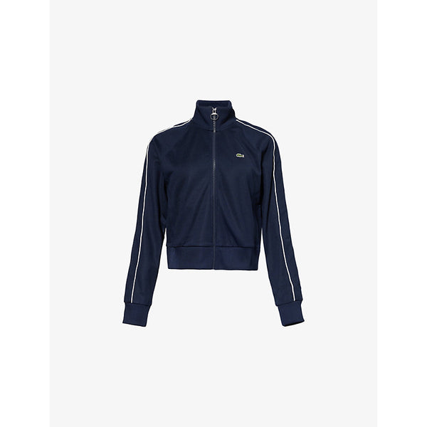 Lacoste Track logo-patch relaxed-fit stretch-pique jacket