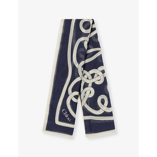 Chloe Branded-print cotton and silk-blend scarf