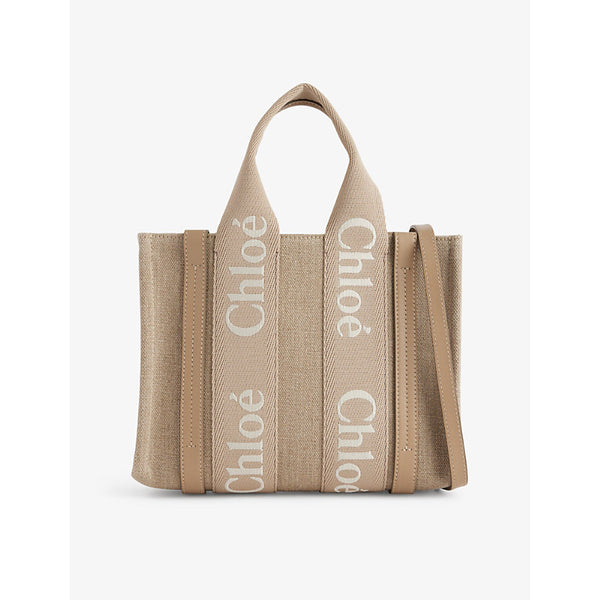 Chloe Woody small linen tote bag