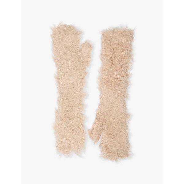 Acne Studios Fluffy opera-length faux-fur mittens