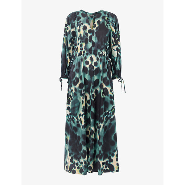 Whistles Misty leopard-print woven midi dress | WHISTLES