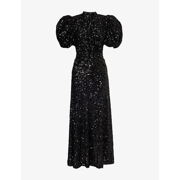 Rotate Birger Christensen Regular-fit puff-sleeve sequin midi dress