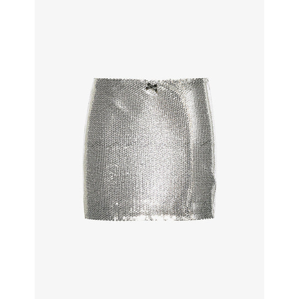 Rotate Birger Christensen Bow-embellished fully-lined sequin mini skirt