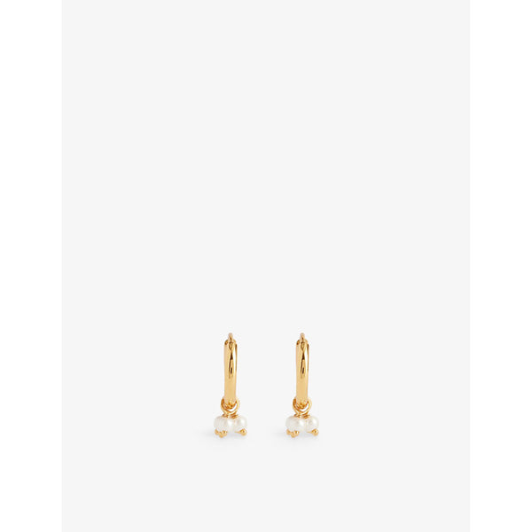 Shyla Cluster 22ct yellow gold-plated silver and pearl huggie earrings