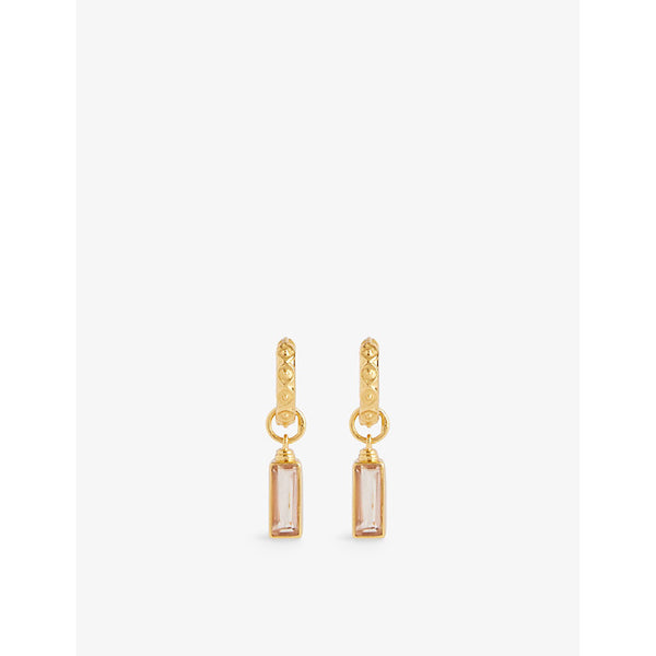 Shyla Sandie Rectangle 22ct yellow gold-plated silver and cubic zirconia huggie earrings